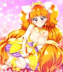  :q amanogawa_kirara bare_shoulders blush breasts cure_twinkle detached_collar detached_sleeves earrings gloves go!_princess_precure jewelry large_breasts long_hair looking_at_viewer magical_girl mini_koala nipples orange_hair precure purple_eyes smile solo star star_earrings tongue tongue_out twintails very_long_hair white_gloves 