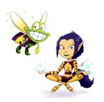  amphibian blue_eyes blue_hair character_request female freckles frog green_lips hair lips looking_at_viewer male rayman_(series) smile timoteihiv 