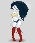  adventure_time artist_request black_hair boots breasts fangs female high_heel_boots high_heels knee_boots long_hair marceline_abadeer no_nose pointy_ears shorts solo vampire 