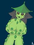  anthro big_breasts breasts cacturne chikyukaze_(artist) hair nintendo nipples nora pok&eacute;mon pussy solo standing video_games yellow_eyes 