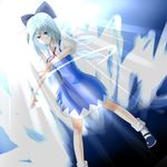  bad_id bad_pixiv_id blue_eyes blue_hair bow cirno hair_bow highres ice ice_wings moku. solo touhou wings 