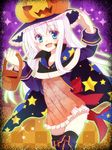  blue_eyes halloween hat long_hair original solo thighhighs white_hair yatsuki_yura 