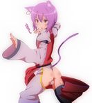  animal_ears ass blush bulge cat_ears cat_tail chaps chestnut_mouth earrings jewelry morochin_(mo_loss_an) open_mouth original otoko_no_ko pose purple_hair short_hair tail thighhighs 