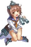  bad_id bad_pixiv_id bangs binoculars brown_eyes brown_hair hair_ornament kantai_collection miazi open_mouth short_hair solo uniform yukikaze_(kantai_collection) 