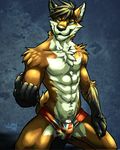  abs biceps canine clothing dwalker fox male mammal muscles pecs underwear 