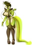  2015 alpha_channel anthro big_breasts breasts cleavage clothed clothing dragon dress female green_eyes green_hair green_lips green_skin hair horn legwear long_hair looking_at_viewer rebeccacablah reptile scalie shoes side_boob skimpy smile solo standing stockings thick_lips thick_thighs voluptuous whiskers white_skin wide_hips 