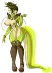  2015 alpha_channel anthro areola big_breasts breasts clothed clothing dragon female green_eyes green_hair green_lips green_nipples green_skin hair horn legwear long_hair looking_at_viewer nipples nude rebeccacablah reptile scalie shoes skimpy smile solo standing stockings thick_lips thick_thighs voluptuous whiskers white_skin wide_hips 