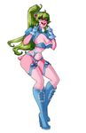  2015 alpha_channel anthro big_breasts blue_skin boots bow bra breasts cleavage clothed clothing female flower gloves green_eyes green_hair hair hi_res high_heeled_boots legwear long_hair looking_at_viewer navel open_mouth panties pink_skin plant pussy rebeccacablah shirt smile solo standing stockings teeth thigh_high_boots thigh_highs tongue underwear unknown_species 