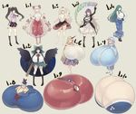  6+girls breasts bust_chart gigantic_breasts huge_breasts large_breasts multiple_girls muneneko no_breasts touhou 