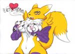  2015 bandai boxice breasts canine digimon female fox lactating mammal milk navel nipples renamon solo 