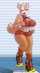  anthro big_breasts blush breasts canine cleavage clothed clothing crossgender dracojeff exercise female fox fox_mccloud mammal nintendo open_mouth shorts solo star_fox tube_top under_boob video_games voluptuous wide_hips wii_fit workout 