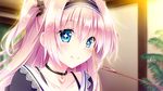  1girl blue_eyes blush character_request game_cg golden_marriage hayakawa_harui indoors pink_hair solo 