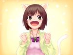  animal_ears brown_hair cat_ears cat_tail commentary_request fang idolmaster idolmaster_cinderella_girls jakku jewelry maekawa_miku necklace open_mouth short_hair solo tail tears watery_eyes 