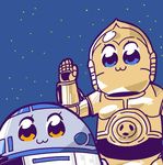  astromech_droid bkub c-3po looking_at_viewer no_humans pipimi poptepipic popuko r2-d2 sky star_(sky) star_wars starry_sky 