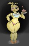  animatronic anthro avian bird blush chicken cleavage clothed clothing cupcake datbritishmexican female five_nights_at_freddy&#039;s five_nights_at_freddy&#039;s_2 food machine mechanical one_eye_closed panties robot solo toy_chica_(fnaf) underwear voluptuous wink 