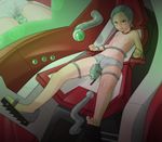  absurdres blush clenched_teeth eureka eureka_seven eureka_seven_(series) fucked_silly green_hair highres meteorreb0rn panties purple_eyes pussy_juice restrained rolling_eyes saliva sex_machine short_hair small_breasts solo spread_legs spread_toes squirting teeth toes topless torture underwear 