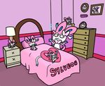  ambiguous_gender bed eeveelution looking_to_side nintendo pok&eacute;mon robosylveon solo sylveon video_games 