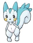  anthro blue_fur blush breasts camel_toe clothing female fur grey_eyes mammal navel nintendo one-piece_swimsuit open_mouth pachirisu plain_background pok&eacute;mon rodent solo squirrel swimsuit teeth unknown_artist video_games white_fur wide_hips yellow_fur 