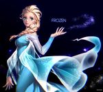  blonde_hair blue_eyes braid chromatic_aberration dress elsa_(frozen) frozen_(disney) hair_over_shoulder highres long_hair single_braid solo zombeing 