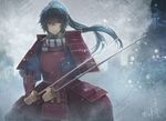  angel31424 armor blue_hair dual_wielding holding katana log_horizon long_hair male_focus ponytail solo soujirou_seta sword weapon 