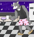  2015 anthro boxers canine clothing male mammal muscles nintendo scar shirt sleepy space star_fox tank_top tired underwear video_games wolf wolf_o&#039;donnell 