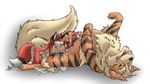  animal_genitalia anthro anthro_on_feral arcanine balls bestiality brunn-bear canine canine_penis cum erection fangs female feral fox fur interspecies knot licking lying male male/female mammal nintendo nude oral penis pok&eacute;mon size_difference tongue tongue_out video_games 
