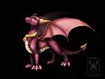  2015 black_background blue_eyes claws dragon ember female feral horn looking_up minerea pendant pink_scales plain_background scalie smile solo spread_wings spyro_the_dragon standing video_games watermark wings 