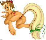  alpha_channel anthro anus applejack_(mlp) big_breasts breasts clitoral_winking clitoris cutie_mark equine female freckles friendship_is_magic fur green_eyes hair hat hooves horse long_hair looking_at_viewer looking_back mammal marukomuru multicolored_hair my_little_pony nipples orange_fur pony presenting puffy_anus pussy rainbow_power raised_tail rear_view smile solo 