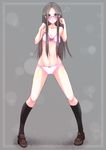  angry black_hair blush bow bow_bra bow_panties bra fighting_stance glasses loafers long_hair looking_at_viewer mojake original panties pink_bra pink_panties shoes solo underwear underwear_only 