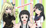  black_eyes black_hair blonde_hair blue_eyes boku_wa_tomodachi_ga_sukunai butterfly_hair_ornament hair_ornament itou_kanae kashiwazaki_sena long_hair looking_at_viewer multiple_girls nekonopapa sakugawa_school_uniform saten_ruiko school_uniform seiyuu_connection serafuku smile st._chronica_academy_uniform sword_art_online to_aru_kagaku_no_railgun to_aru_majutsu_no_index yui_(sao) 