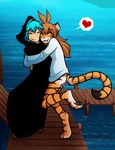  anthro feline fur hair hug human keidran mammal smile tiger tom_fischbach twokinds 