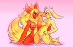  anthro blush dildo duo eeveelution egg_vibrator erect_nipples eye_contact female female/female flareon fur hair jolteon kneeling nintendo nipple_play nipples one_eye_closed open_mouth pok&eacute;mon pussy pussy_juice red_fur saliva sex_toy source_request teeth tongue tongue_out unknown_artist vibrator video_games wink yellow_fur 