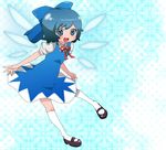  blue_eyes blue_hair bow cirno hair_bow sasoribi-dekine short_hair solo touhou wings 