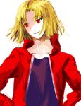 blonde_hair jacket kara_no_kyoukai kuroi red_jacket shirazumi_lio solo 