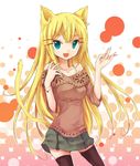  animal_ears bad_id bad_pixiv_id blonde_hair bracelet cat_ears cat_tail gundam gundam_00 hariko jewelry kemonomimi_mode long_hair louise_halevy skirt solo tail thighhighs 