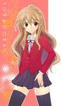  aisaka_taiga bad_id bad_pixiv_id brown_hair haruno_(kanimeshi) long_hair orange_eyes school_uniform solo thighhighs toradora! 