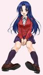  blue_hair kawashima_ami long_hair maruyama school_uniform sitting solo toradora! 