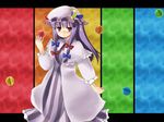  bangs binsen hat patchouli_knowledge purple_hair solo touhou 