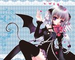  blood copyright_request dress e~ji flower long_hair rose solo source_request thighhighs wings 