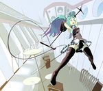  aqua_eyes aqua_hair bad_id bad_pixiv_id detached_sleeves hatsune_miku headphones lamp long_hair microphone microphone_stand necktie oom skirt solo speaker thighhighs twintails very_long_hair vocaloid zettai_ryouiki 