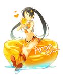  arancia bad_id bad_pixiv_id food food_themed_clothes fruit heart oguramame one_eye_closed orange orange_skirt original sitting skirt solo 