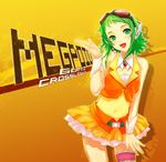  bad_id bad_pixiv_id belt goggles goggles_on_head green_eyes green_hair gumi headphones headset midriff prinmix short_hair skirt smile solo vocaloid wrist_cuffs 