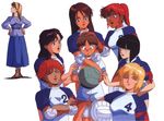  6+girls black_hair blonde_hair blue_eyes brown_hair connie_francis dress everyone freckles gundam gym_uniform hairband haro helen_jackson junko_jenko kate_bush katejina_loos long_hair multiple_girls oldschool peggy_lee purple_hair raglan_sleeves red_hair short_hair uso_ewin victory_gundam volleyball yuka_meilasch 