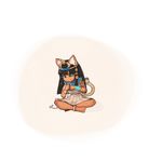  34no404 animal_ears anklet bangs barefoot bastet_(p&amp;d) black_hair bracelet cat_ears cat_tail dark_skin egyptian frown green_eyes hair_ornament highres indian_style jewelry long_hair puzzle_&amp;_dragons rope sitting solo tail tiara 