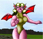  2003 animated anthro armor blood claws death dragon duo feet female foot_fetish green_hair green_scales hair human low_res male mammal markie outside pink_scales running scalie size_difference toe_claws wings 
