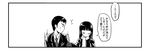  1girl blush comic formal gloves greyscale hekyu hetero hijikata_keisuke long_hair monochrome necktie sakamoto_mio short_hair strike_witches suit translated world_witches_series 