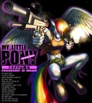  angry anthro belt black_lagoon blue_fur boots clothing crossover cutie_mark english_text equine female friendship_is_magic fur gun hair holster mammal multicolored_hair murskme my_little_pony navel pegasus pistol rainbow_dash_(mlp) rainbow_hair ranged_weapon shaded shorts solo spread_wings text weapon wings 