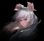  artist_name backlighting black_background blurry bow colored_eyelashes depth_of_field ears error face frown fujiwara_no_mokou hair_bow highres lips long_hair looking_at_viewer looking_to_the_side neck red_eyes serious signature silver_hair simple_background sketch sola7764 solo touhou wind 