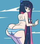  1girl animated animated_gif ass ass_shake axel-rosered bikini blue_eyes bracelets butt_crack huge_ass jiggle looking_back panty_&amp;_stocking_with_garterbelt pink_hair purple_hair stocking_(psg) swimsuit two-tone_hair 