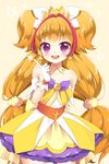  :d amanogawa_kirara bare_shoulders blush choker cure_twinkle earrings go!_princess_precure highres jewelry kuune_rin long_hair looking_at_viewer magical_girl multicolored_hair open_mouth orange_hair precure purple_eyes red_hair smile solo star star_earrings twintails two-tone_hair 